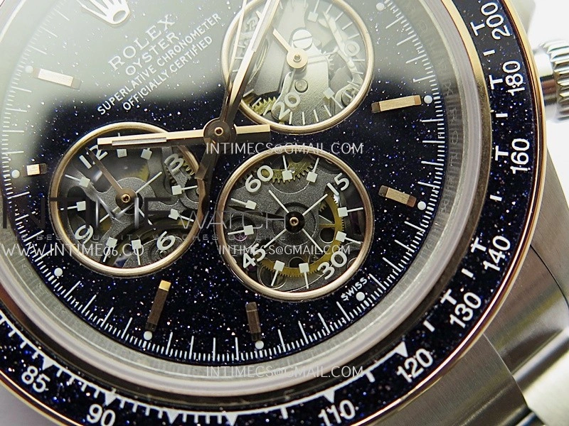 Daytona X SS RG ADGF Best Edition Black Skeleton Dial On SS Bracelet SA4130