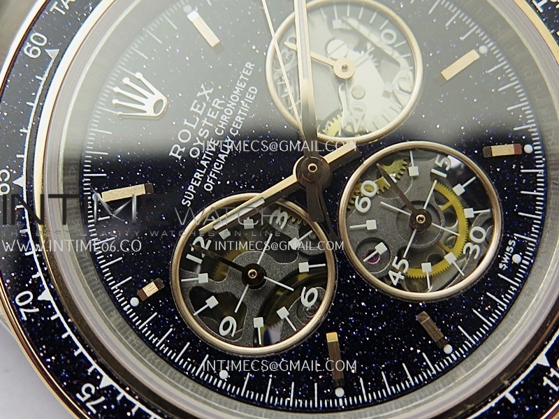 Daytona X SS RG ADGF Best Edition Black Skeleton Dial On SS Bracelet SA4130