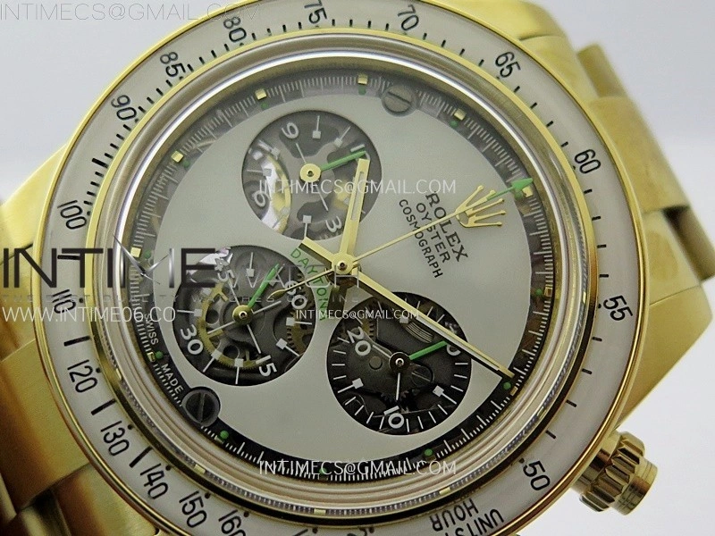 Daytona YG ADGF Best Edition White Skeleton Dial on YG Bracelet SA4130