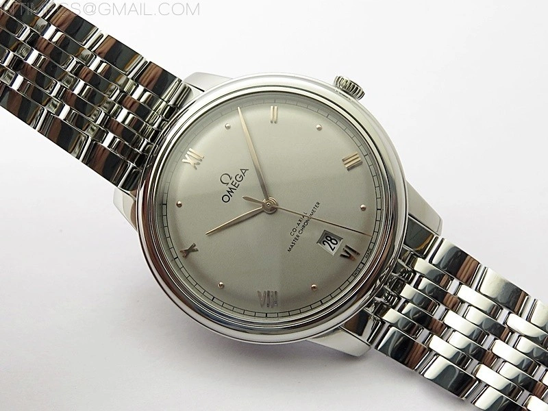 De Ville 40mm SS GTF 1:1 Best Edition Silver Dial RG Markers on SS Bracelet A8000