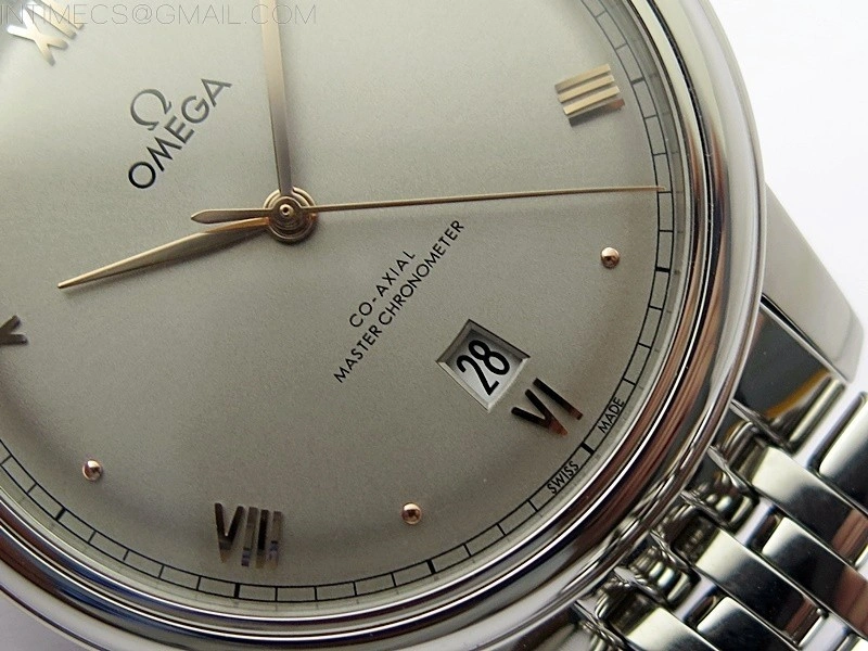 De Ville 40mm SS GTF 1:1 Best Edition Silver Dial RG Markers on SS Bracelet A8000