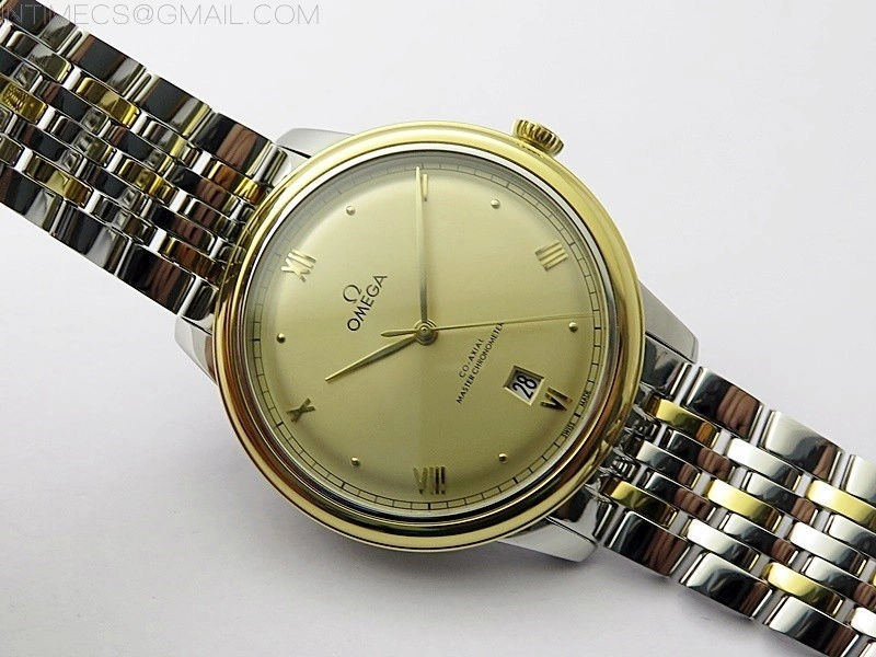 De Ville 40mm SS YG GTF 1:1 Best Edition Gold Dial on SS YG Bracelet A8000