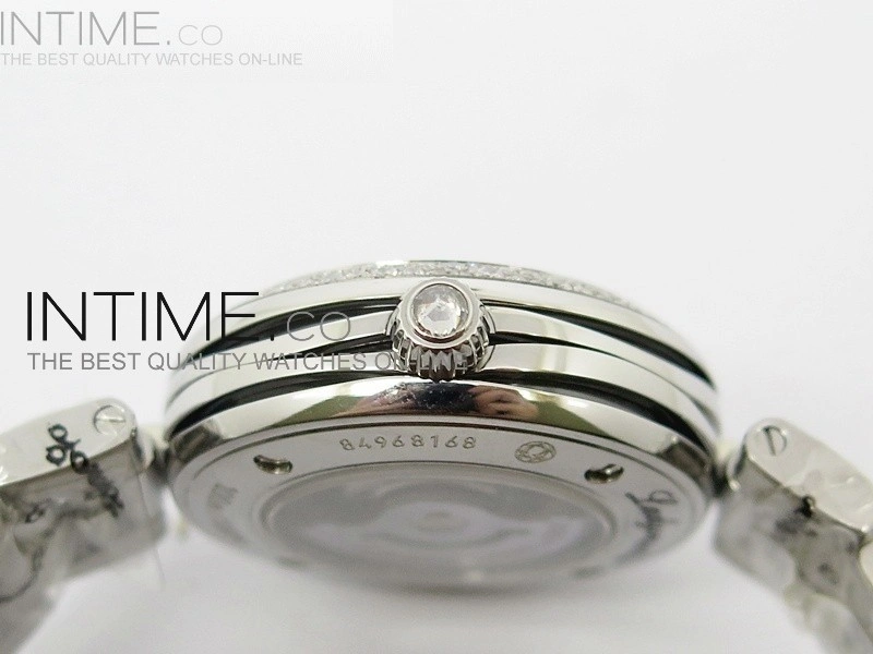 De Ville Lady SS Blue Textured Dial Diamonds Bezel on SS Bracelet SEIKO NH05A