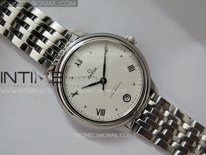 De Ville Prestige 34mm SS VSF 1:1 Best Edition Silver Dial On SS Bracelet A8000