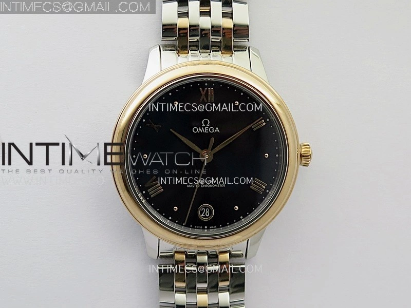 De Ville Prestige 34mm SS RG VSF 1:1 Best Edition Black Dial On SS Bracelet A8000
