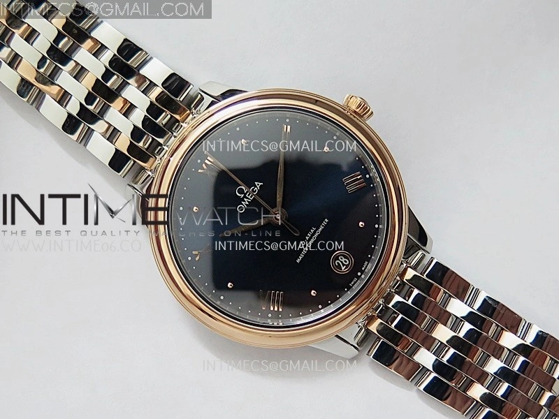 De Ville Prestige 34mm SS RG VSF 1:1 Best Edition Black Dial On SS Bracelet A8000