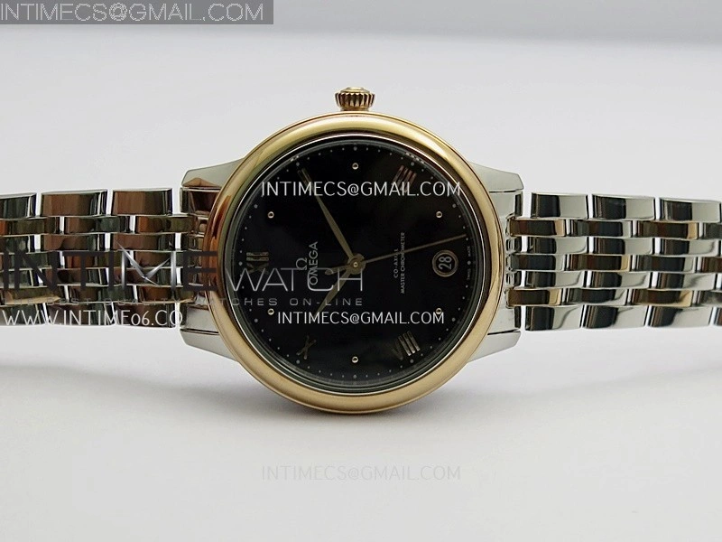 De Ville Prestige 34mm SS RG VSF 1:1 Best Edition Black Dial On SS Bracelet A8000