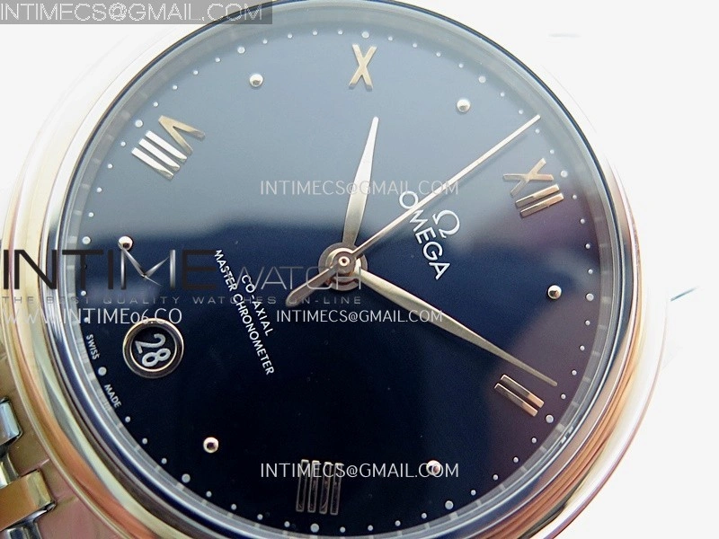 De Ville Prestige 34mm SS RG VSF 1:1 Best Edition Black Dial On SS Bracelet A8000