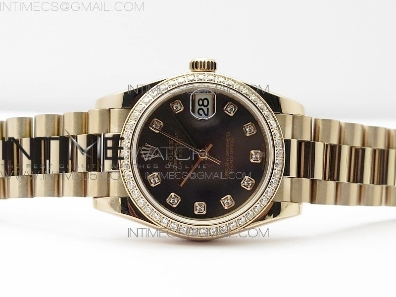 Datejust 31mm 278275 RG Dia Bezel BP Best Edition Gray MOP Crystal Markers Dial on RG President Bracelet