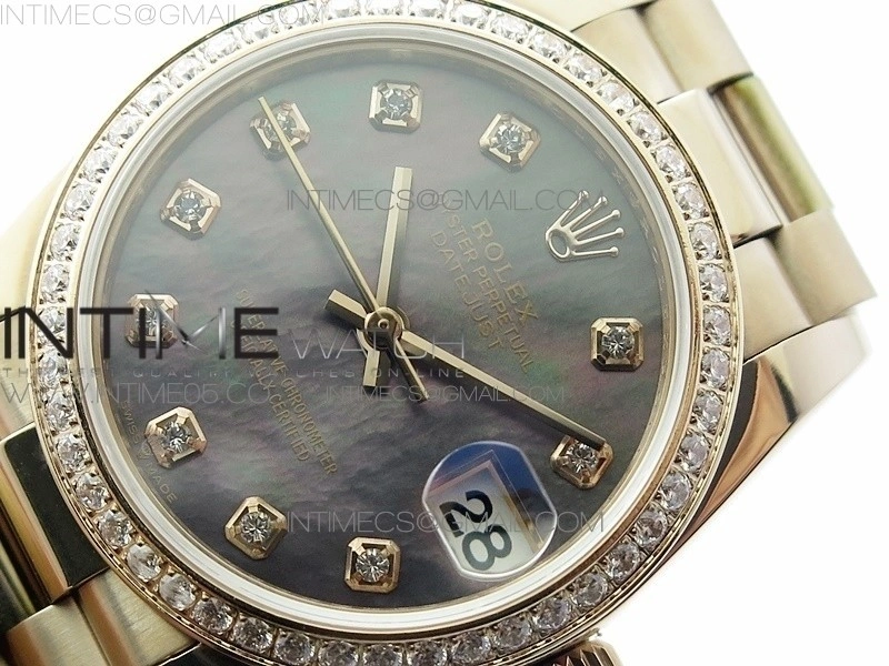 Datejust 31mm 278275 RG Dia Bezel BP Best Edition Gray MOP Crystal Markers Dial on RG President Bracelet