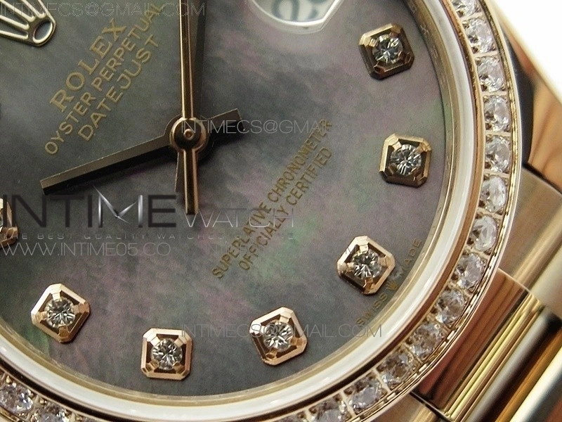 Datejust 31mm 278275 RG Dia Bezel BP Best Edition Gray MOP Crystal Markers Dial on RG President Bracelet