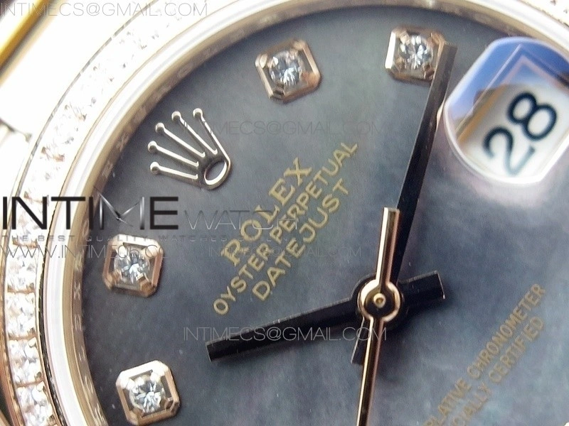 Datejust 31mm 278275 RG Dia Bezel BP Best Edition Gray MOP Crystal Markers Dial on RG President Bracelet