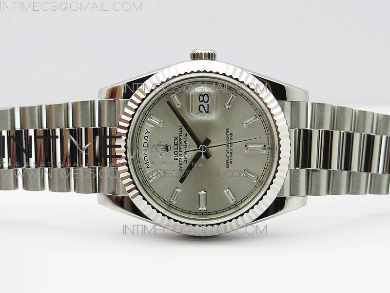 Day-Date 40mm 228239 BP New Dial Version 904 SS Silver T Crystal Markers Dial on SS President Bracelet A2836