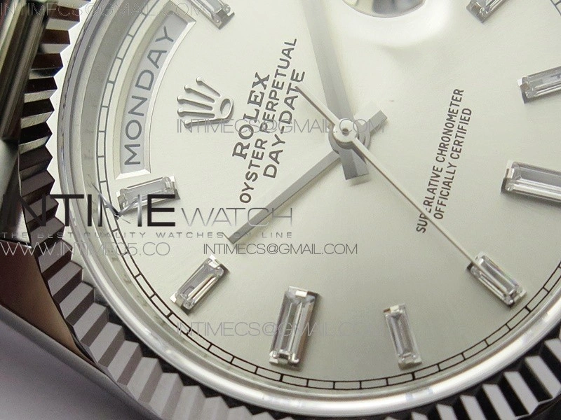 Day-Date 40mm 228239 BP New Dial Version 904 SS Silver T Crystal Markers Dial on SS President Bracelet A2836