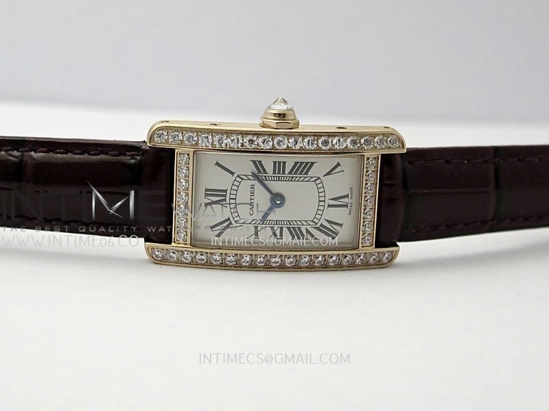 Tank WSTA0016 19mm RG Diamond Bezel 8848F Best Edition Silver Dial On Brown Leather Strap Ronda Quartz