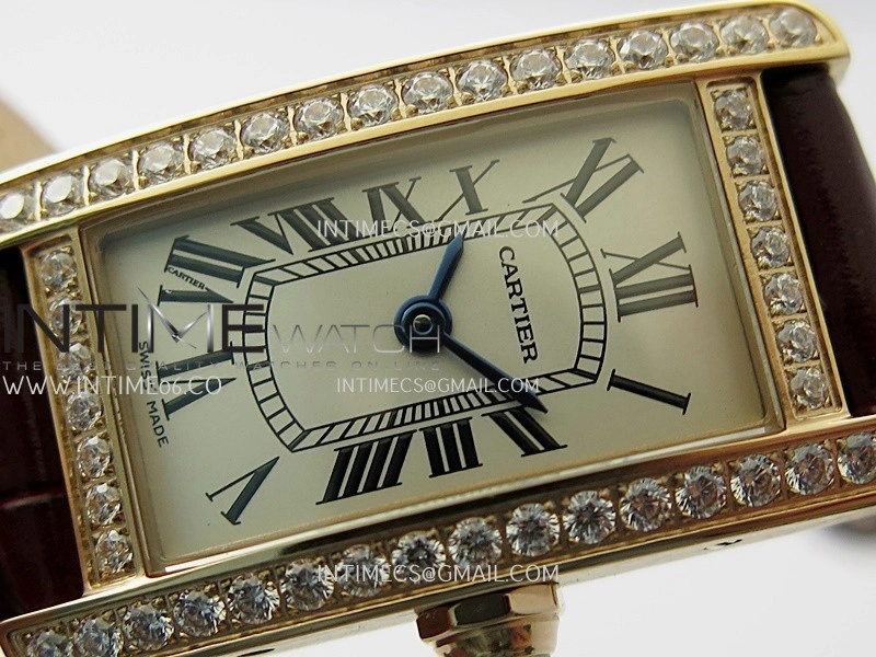 Tank WSTA0016 19mm RG Diamond Bezel 8848F Best Edition Silver Dial On Brown Leather Strap Ronda Quartz