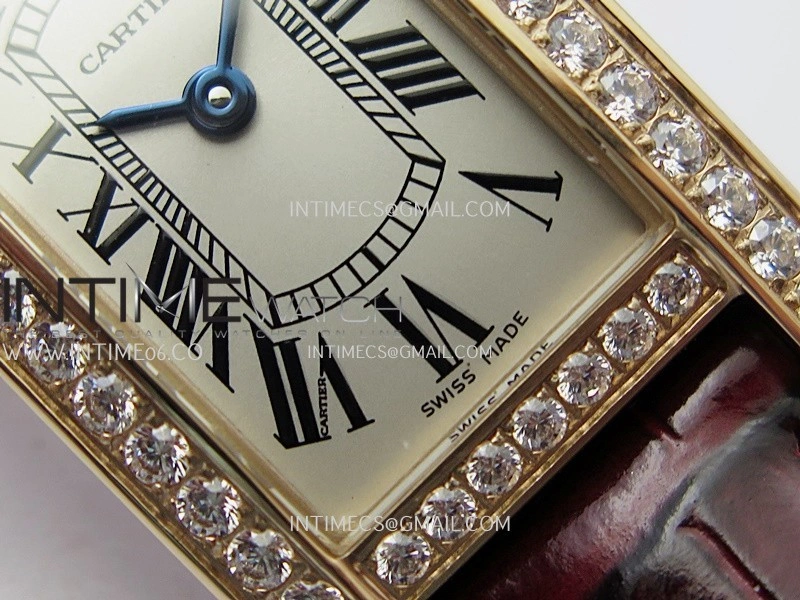 Tank WSTA0016 19mm RG Diamond Bezel 8848F Best Edition Silver Dial On Brown Leather Strap Ronda Quartz