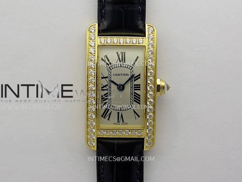 Tank WSTA0016 19mm YG Diamond Bezel 8848F Best Edition Silver Dial on Black Leather Strap Ronda Quartz