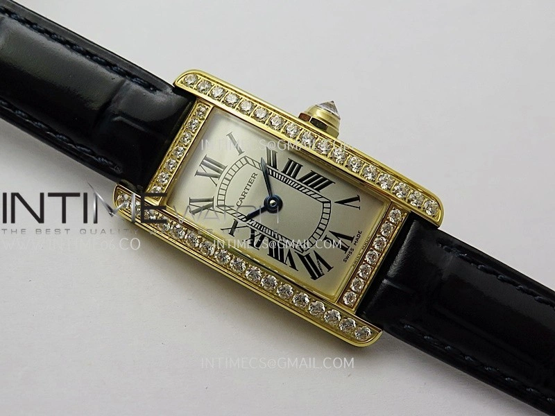Tank WSTA0016 19mm YG Diamond Bezel 8848F Best Edition Silver Dial on Black Leather Strap Ronda Quartz