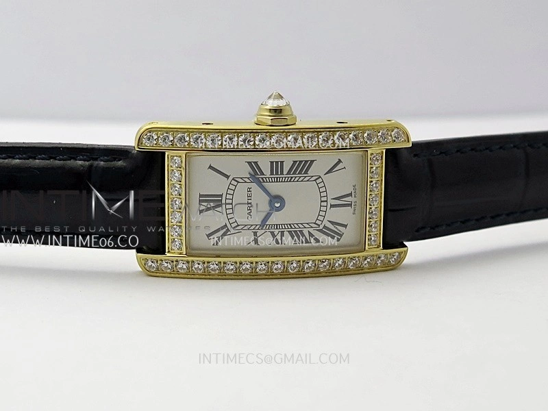 Tank WSTA0016 19mm YG Diamond Bezel 8848F Best Edition Silver Dial on Black Leather Strap Ronda Quartz
