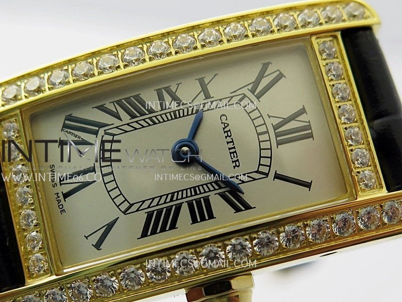 Tank WSTA0016 19mm YG Diamond Bezel 8848F Best Edition Silver Dial on Black Leather Strap Ronda Quartz