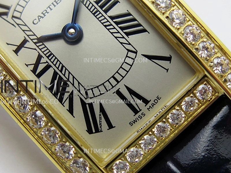 Tank WSTA0016 19mm YG Diamond Bezel 8848F Best Edition Silver Dial on Black Leather Strap Ronda Quartz