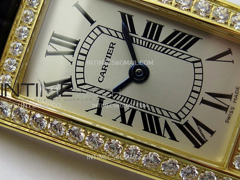 Tank WSTA0016 19mm YG Diamond Bezel 8848F Best Edition Silver Dial on Black Leather Strap Ronda Quartz