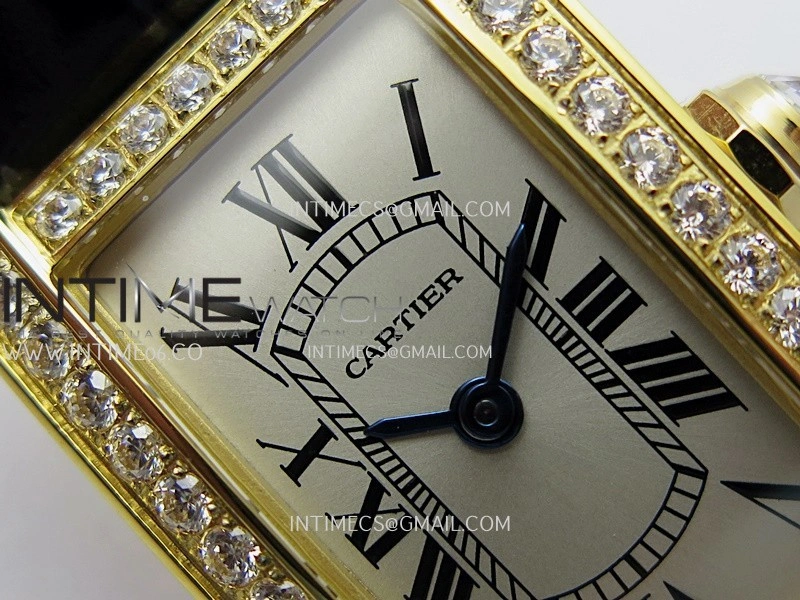 Tank WSTA0016 19mm YG Diamond Bezel 8848F Best Edition Silver Dial on Black Leather Strap Ronda Quartz