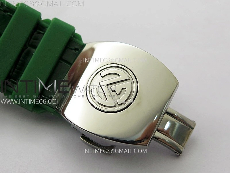 Vanguard V45 Full Diamonds ABF Best Edition Green Dial Diamonds Markers On Green Gummy Strap A2824