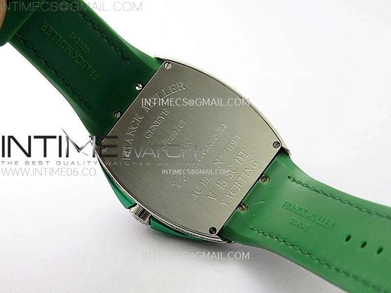 Vanguard V45 Full Diamonds ABF Best Edition Green Dial Diamonds Markers On Green Gummy Strap A2824