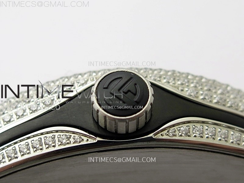 Vanguard V45 Full Diamonds ABF Best Edition White Dial Diamonds Markers On White Gummy Strap A2824