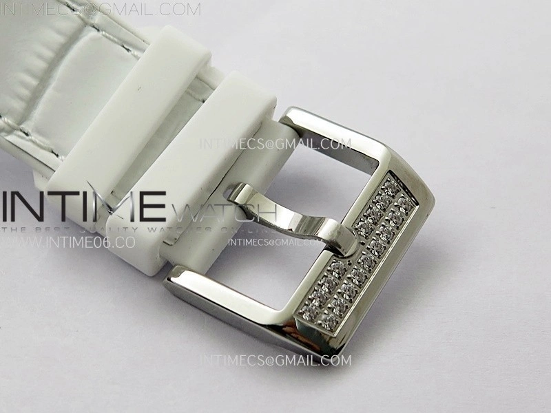 Vanguard V45 Full Diamonds ABF Best Edition White Dial Diamonds Markers On White Gummy Strap A2824