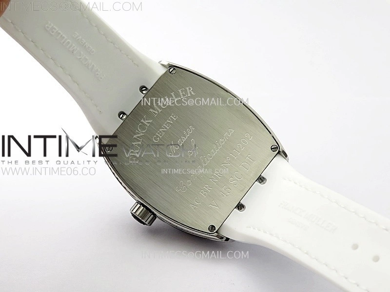 Vanguard V45 Full Diamonds ABF Best Edition White Dial Diamonds Markers On White Gummy Strap A2824