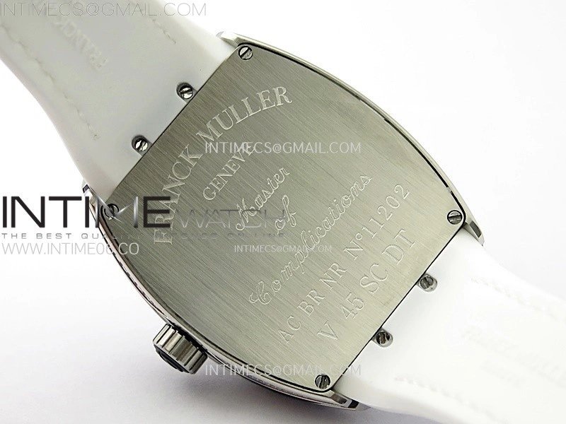 Vanguard V45 Full Diamonds ABF Best Edition White Dial Diamonds Markers On White Gummy Strap A2824