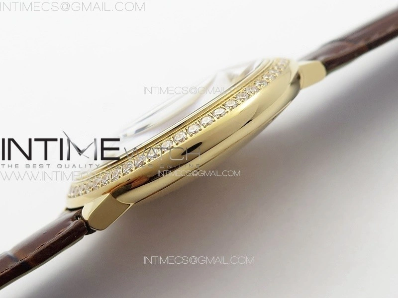 Ballon Bleu 42mm Diamonds Bezel RG 3KF 1:1 Best Edition Ice Blue Dial on Brown Leather Strap A2824