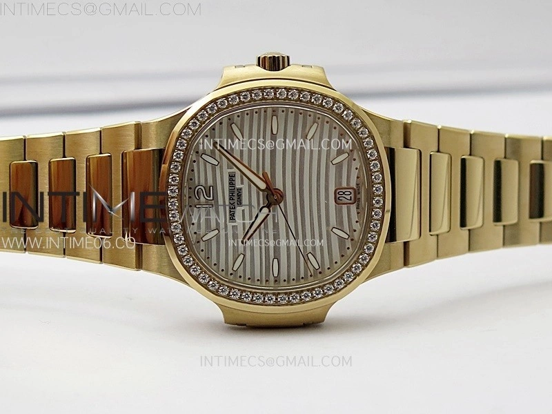 Nautilus 7118 New Version Ladies Diamonds Bezel RG PPF 1:1 Best Edition White Dial on RG Bracelet A324 Super Clone