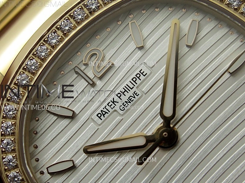 Nautilus 7118 New Version Ladies Diamonds Bezel RG PPF 1:1 Best Edition White Dial on RG Bracelet A324 Super Clone