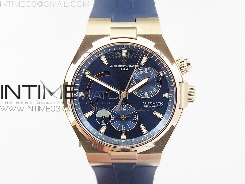Overseas Dual Time Power Reserve RG TWA Best Edition Blue Dial on Blue Rubber Strap A1222