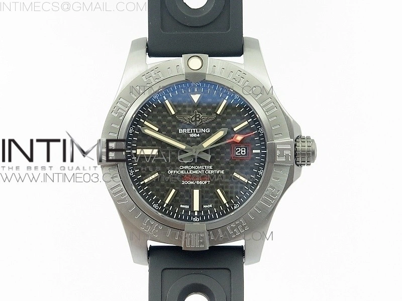 AVENGER BLACKBIRD V17311 Ti DLC 1:1 Best Edition Black CF Dial on Nylon Strap A2824