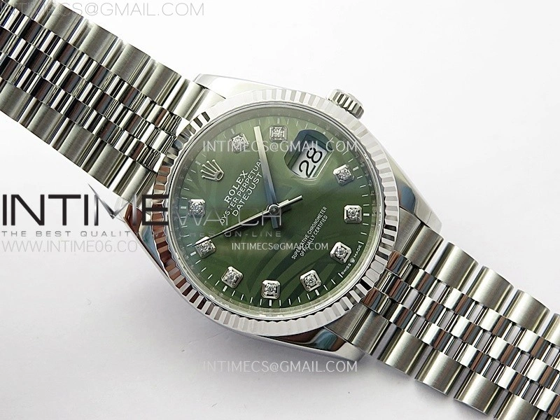 DateJust 36 SS 126234 VSF 1:1 Best Edition 904L Steel Green Leaves Dial Diamonds Markers on Jubilee Bracelet VS3235