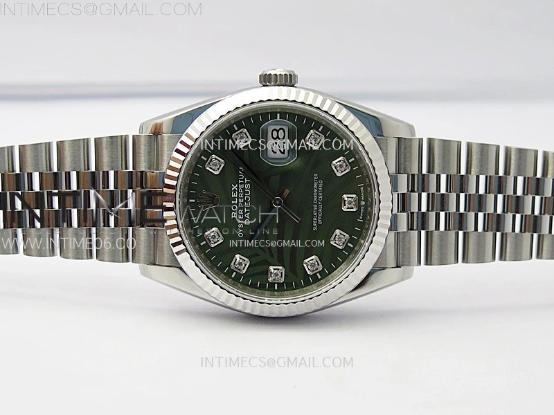 DateJust 36 SS 126234 VSF 1:1 Best Edition 904L Steel Green Leaves Dial Diamonds Markers on Jubilee Bracelet VS3235