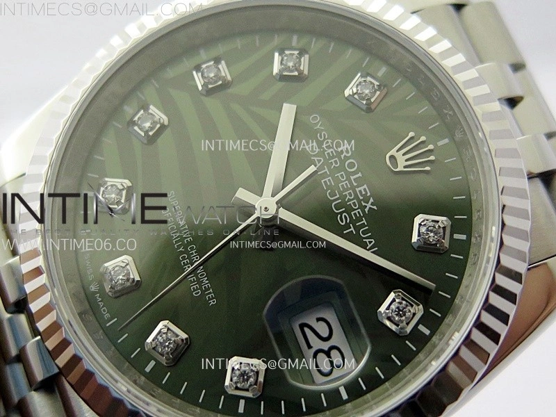 DateJust 36 SS 126234 VSF 1:1 Best Edition 904L Steel Green Leaves Dial Diamonds Markers on Jubilee Bracelet VS3235