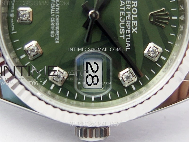 DateJust 36 SS 126234 VSF 1:1 Best Edition 904L Steel Green Leaves Dial Diamonds Markers on Jubilee Bracelet VS3235