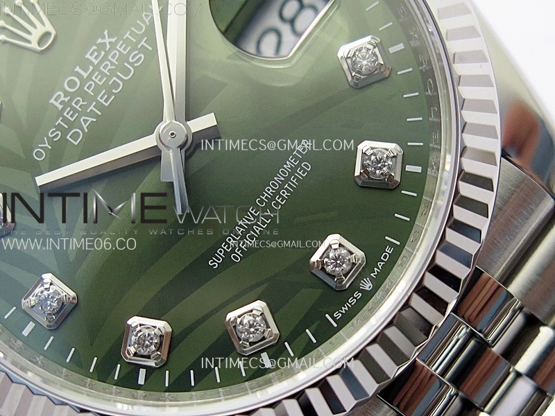 DateJust 36 SS 126234 VSF 1:1 Best Edition 904L Steel Green Leaves Dial Diamonds Markers on Jubilee Bracelet VS3235