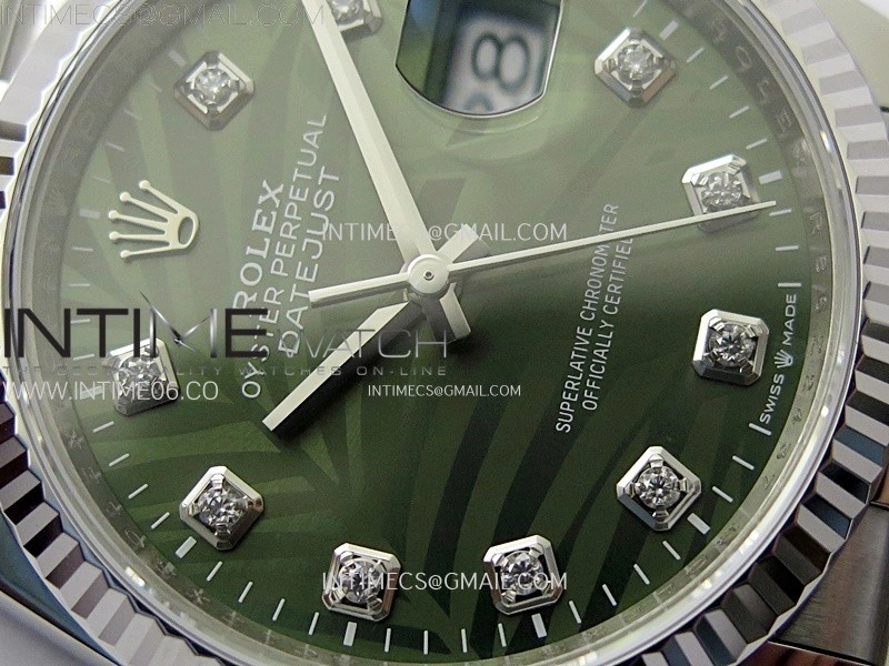 DateJust 36 SS 126234 VSF 1:1 Best Edition 904L Steel Green Leaves Dial Diamonds Markers on Jubilee Bracelet VS3235