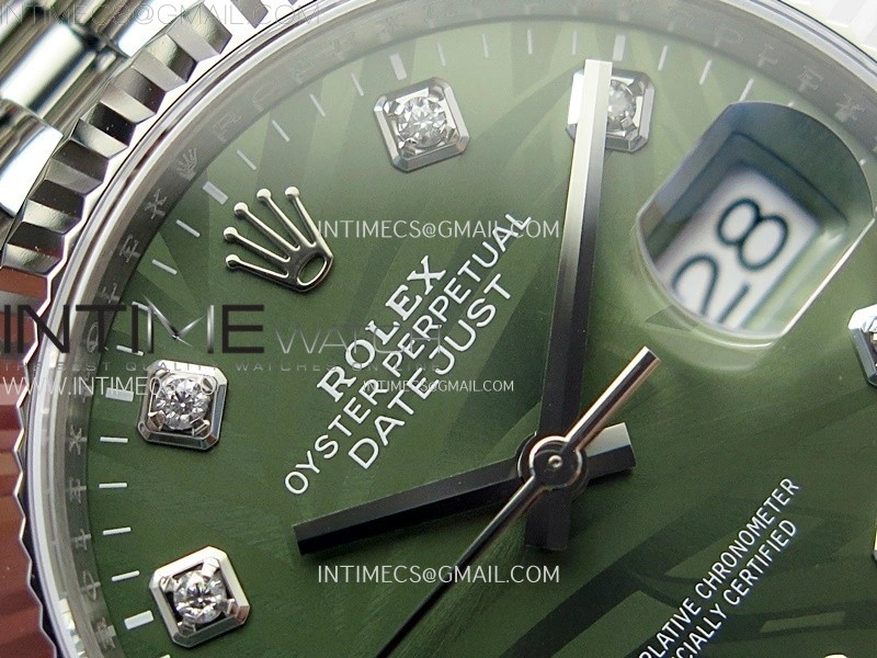 DateJust 36 SS 126234 VSF 1:1 Best Edition 904L Steel Green Leaves Dial Diamonds Markers on Jubilee Bracelet VS3235