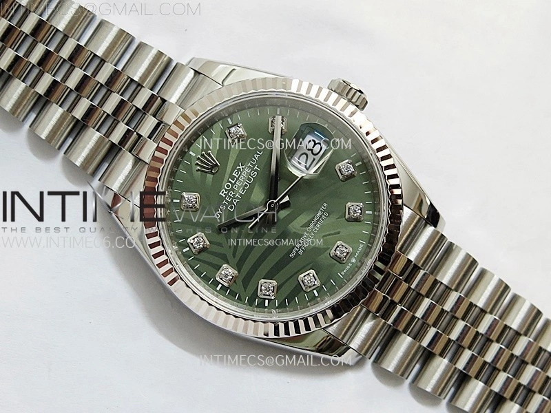DateJust 36 SS 126234 VSF 1:1 Best Edition 904L Steel Green Leaves Dial Diamonds Markers on Jubilee Bracelet VS3235