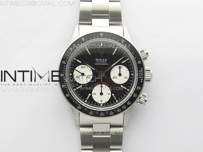 Daytona 6263 SS JKF Best Edition Black Dial White Subdials Black Tachymeter Bezel on SS Bracelet Venus 75