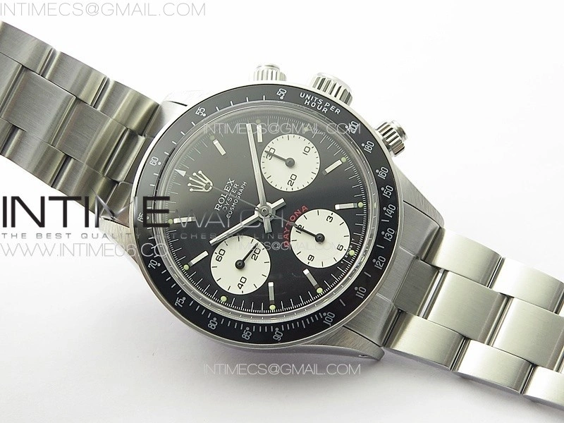 Daytona 6263 SS JKF Best Edition Black Dial White Subdials Black Tachymeter Bezel on SS Bracelet Venus 75