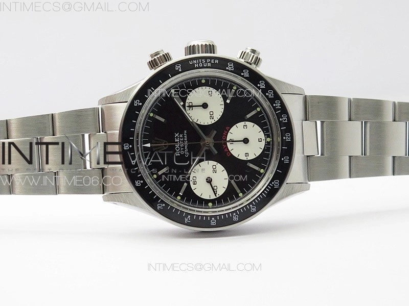 Daytona 6263 SS JKF Best Edition Black Dial White Subdials Black Tachymeter Bezel on SS Bracelet Venus 75